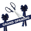 Grand Opening Kit-36" Ceremonial Scissors, Ribbon, Bows (Silver/Navy Blue)